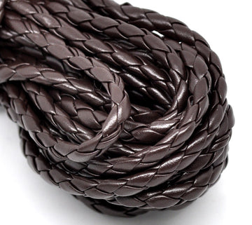 2 Meters, 5mm, Faux Leather Jewelry Braided Cord Coffee